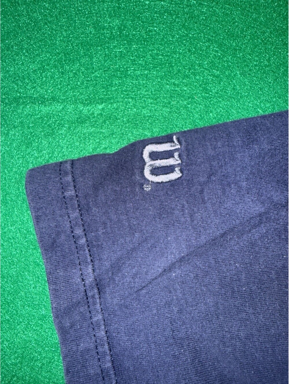 Vintage 80s 90s Wilson Athleticwear T Shirt Spellout Navy Blue Made in USA Large - Picture 10 of 16